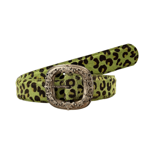 25SSUMCPBLN Undermycar 25SS A Palace Entwined With Grapevines Buckle Calf Hair Belt - Leopard Neon Green