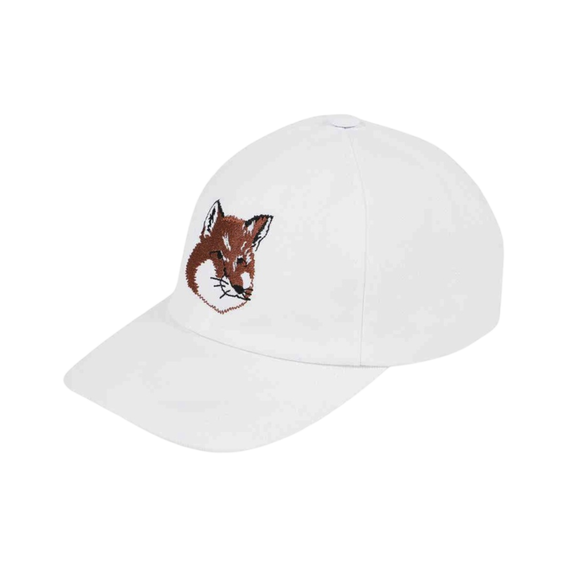 HU06118WW0007-P101 Maison Kitsune Large Fox Head Embroidered 6P Cap White - 21FW