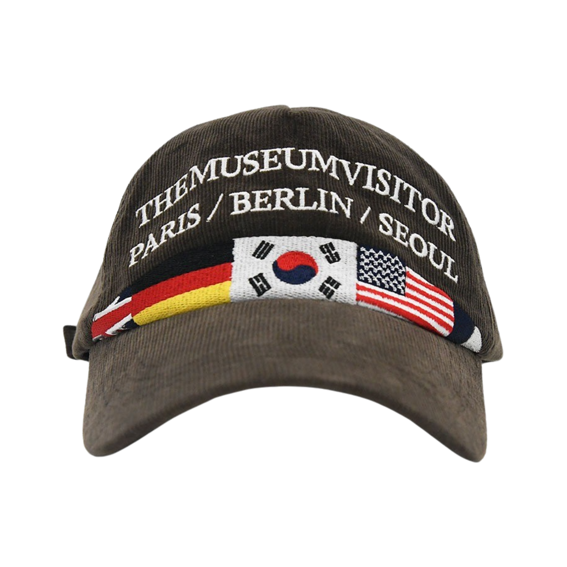 더뮤지엄비지터 플래그 스티치드 코듀로이 볼캡 브라운