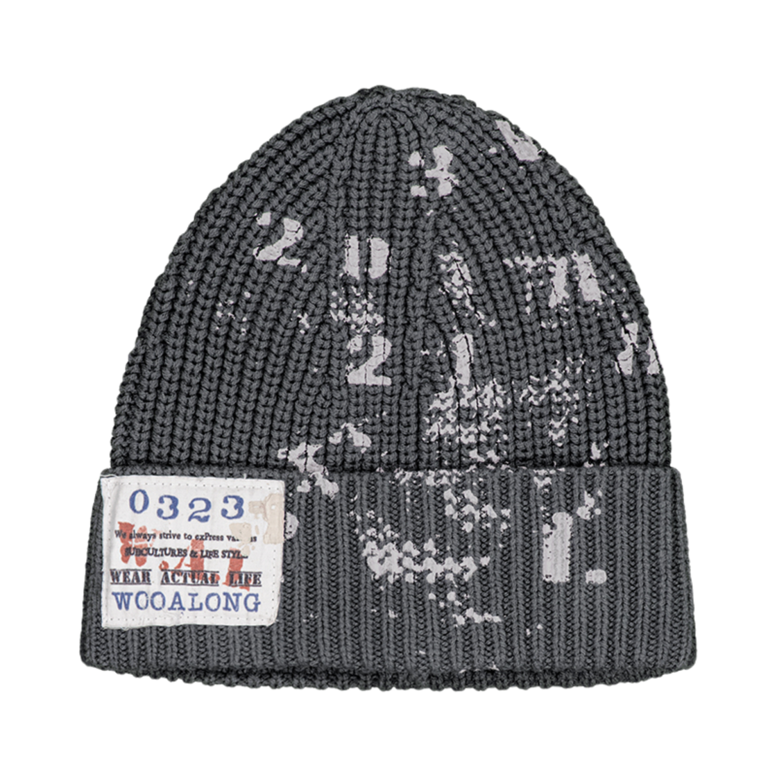 WL244KHA04UCHG MELLOW Typo Graphic Beanie Charcoal