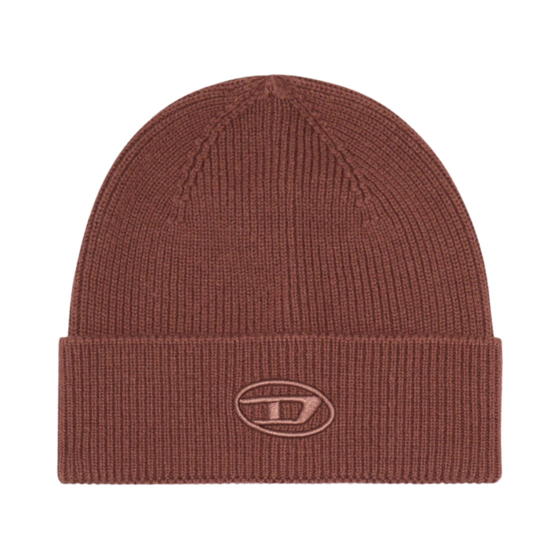 디젤 K-코더-풀리 B 립드 비니 D 자수 브라운(Diesel K-Coder-Fully B Ribbed Beanie with D Embroidery Brown) - 1
