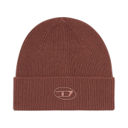 Diesel K-Coder-Fully B Ribbed Beanie with D Embroidery Brown