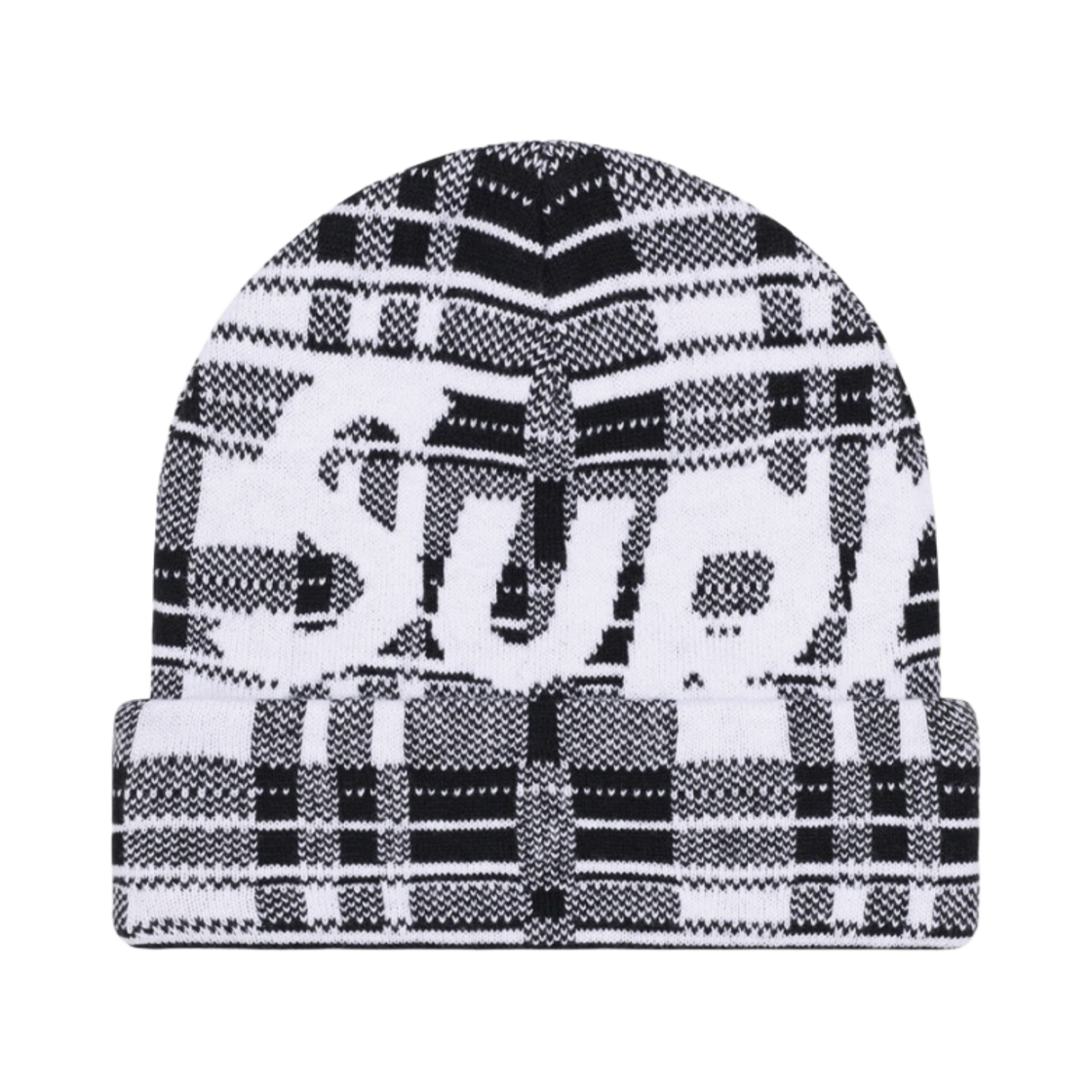 - Supreme Big Logo Beanie White Plaid - 23FW - 대표 이미지 #1