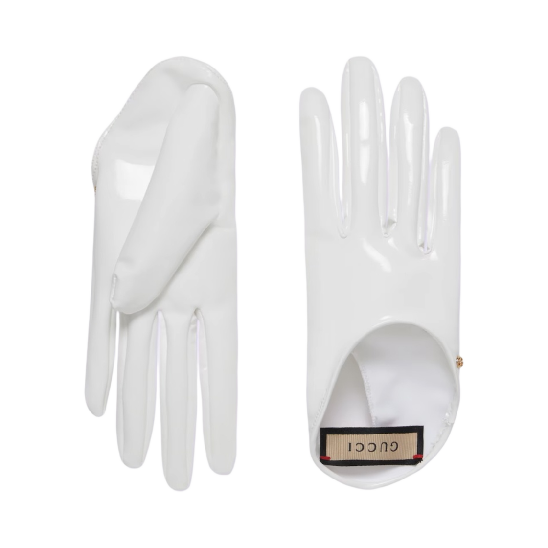 (W) 구찌 샤이니 라이크라 글러브 화이트((W) Gucci Shiny Lycra Gloves White) - 1