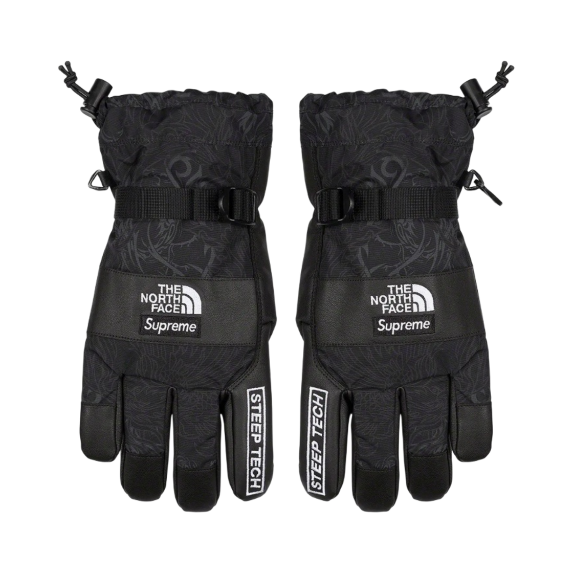 슈프림 x 노스페이스 스팁 테크 글러브 블랙 드래곤 - 22FW