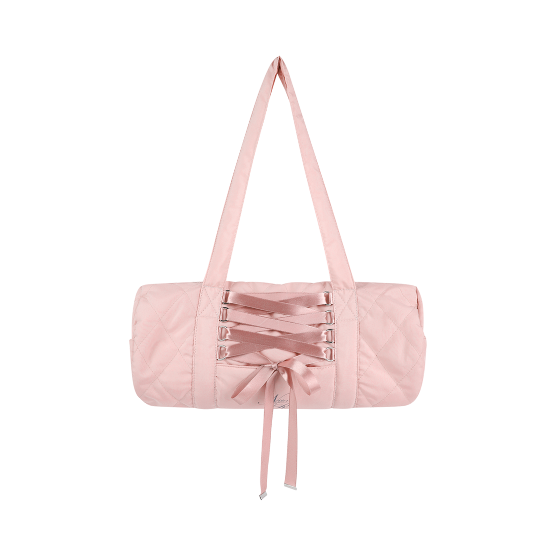 니어 노어 레이스업 퀼팅 더플백 핑크(NIIER NOR Lace Up Quilting Duffel Bag Pink)