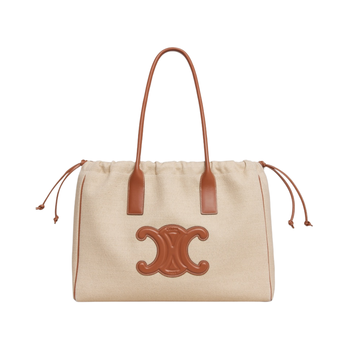 셀린느 텍스타일 & 카프스킨 카바스 드로우스트링 퀴르 트리옹프 내츄럴 탄(Celine Cabas Drawstring Cuir Triomphe in Textile and Calfskin Natural Tan) - 1