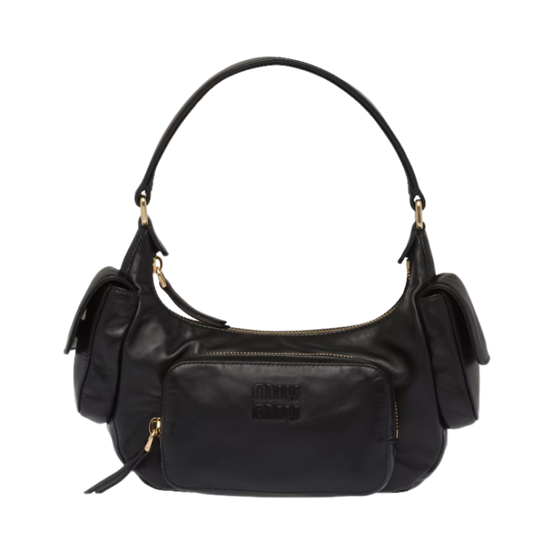 5BC146-2F8N-F0002 Miu Miu Nappa Leather Hobo Bag Black