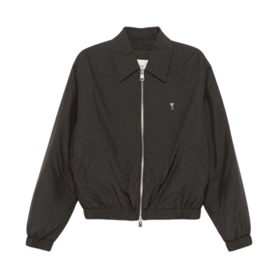 아미 스몰 하트 로고 테크니컬 캔버스 지퍼 자켓 다크 커피 화이트(AMI de Coeur Technical Canvas Zipped Jacket Dark Coffee White)