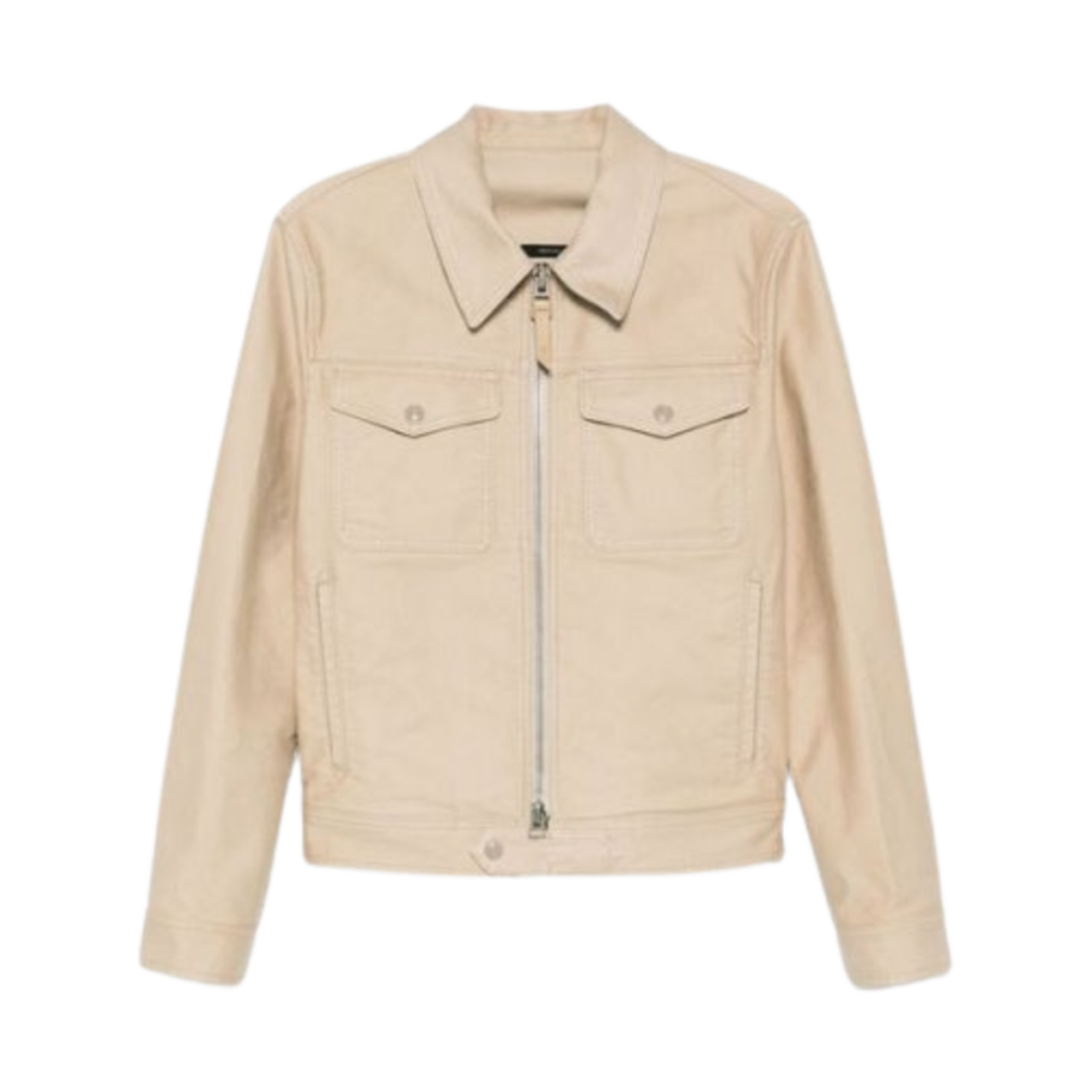 OBS048-FMC171S25-JB255 Tom Ford Cotton Satin Battle Jacket Sand