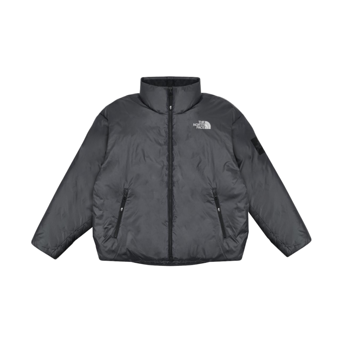 노스페이스 화이트 라벨 글로시 다운 자켓 차콜 그레이