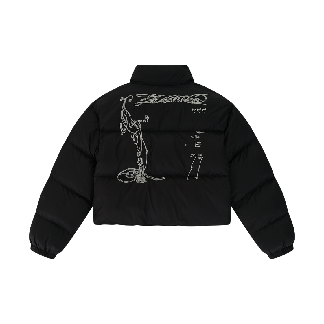 40818 Kashiko Embroidered Crop Padding Black