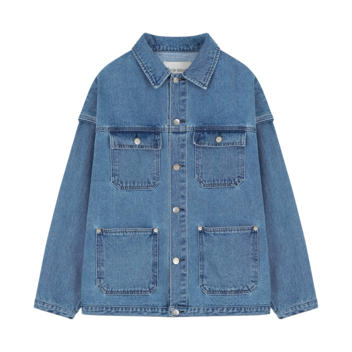 - (W) Aviemuah Folded Oversized Denim Jacket Blue