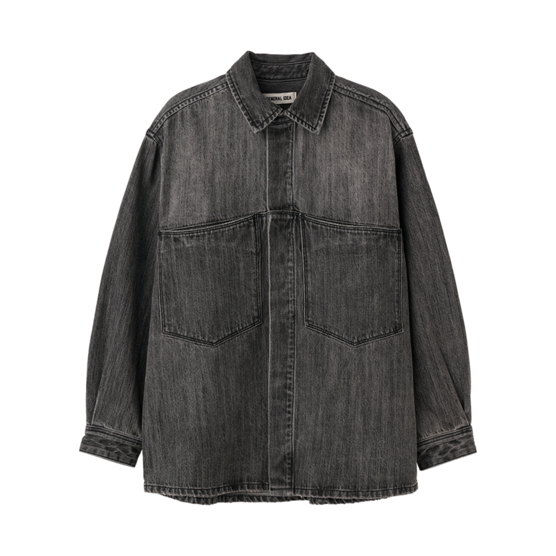 SBE1U07004GRM General Idea Unisex Loose Fit Denim Shirts Jacket Grey