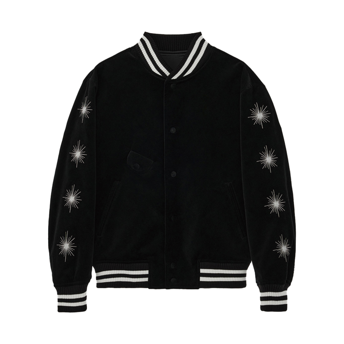 2501MSJBK STU Embroidery Velvet Varsity Black