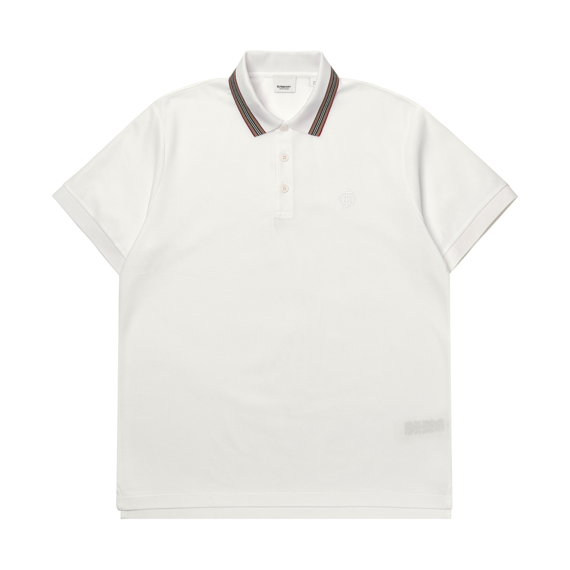 8056225 Burberry Icon Stripe Collar Cotton Polo Shirt White