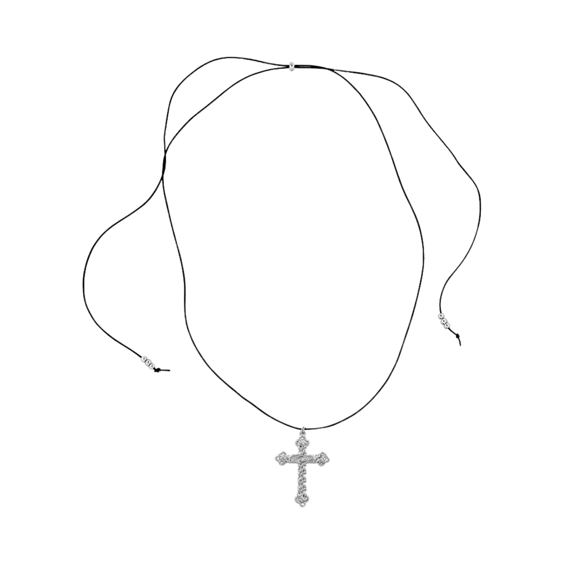 센티멍 넘버 475 매듭 십자가 레더 네크리스 실버(Sentiments No.475 Knot Cross Leather Necklace Silver)