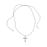 Sentiments No.475 Knot Cross Leather Necklace Silver