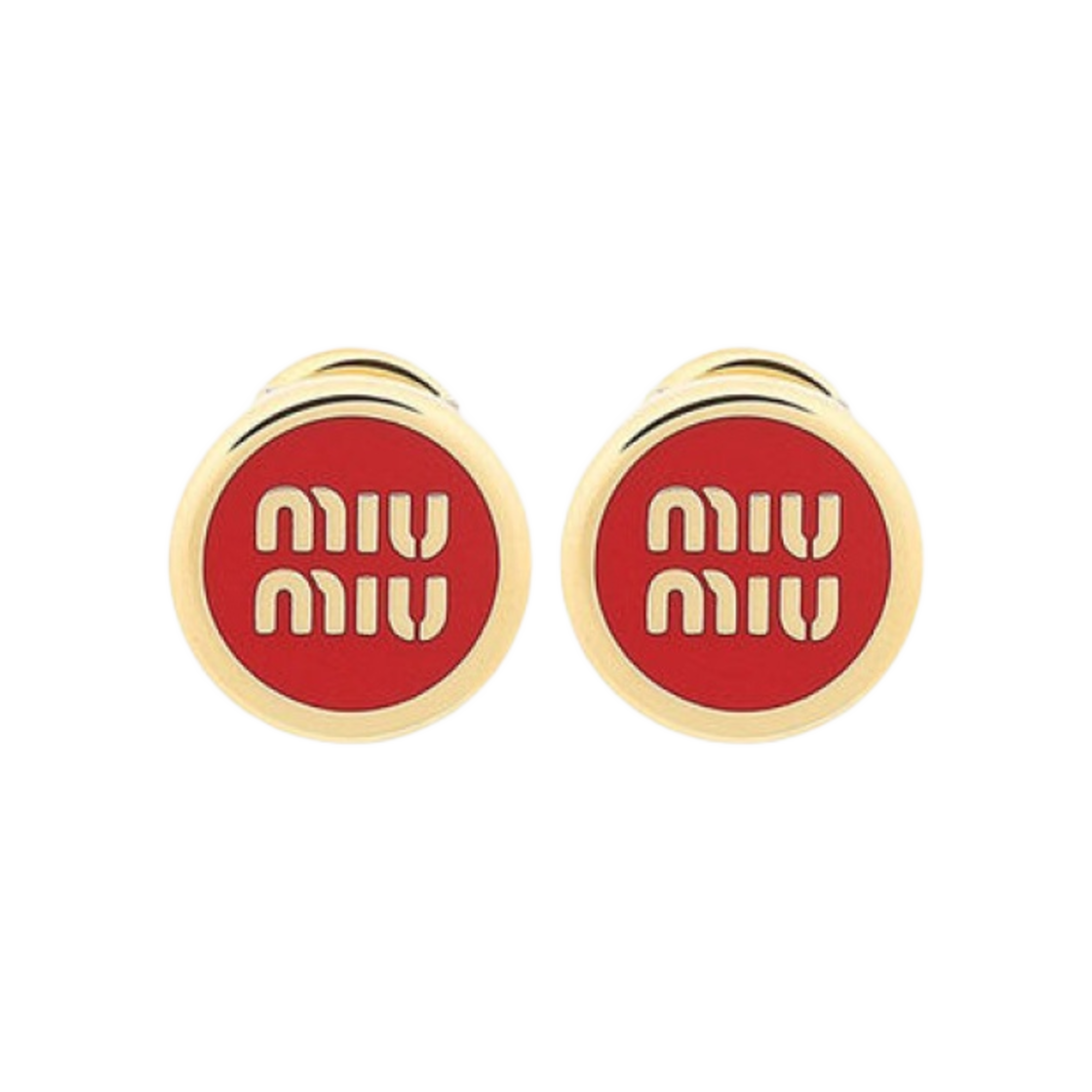 5JO912-2F6T-F0011 (W) Miu Miu Enameled Metal Earrings Red
