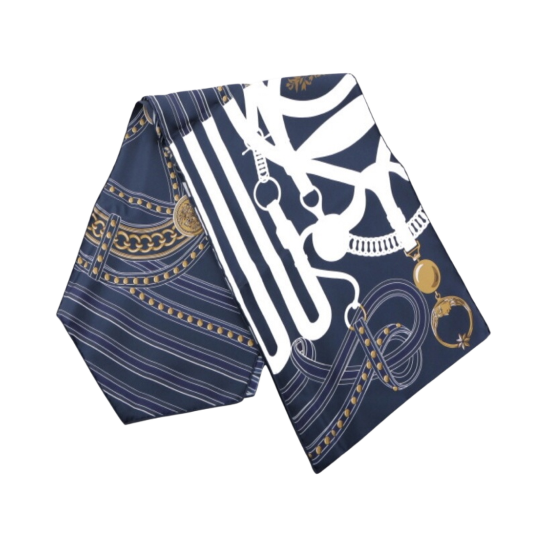 (W) 에르메스 그랜드 트랄랄라 실크 머플러 마린 블랑 모르도레((W) Hermes Grand Tralala Silk Muffler Marine Blanc Mordore) - 2