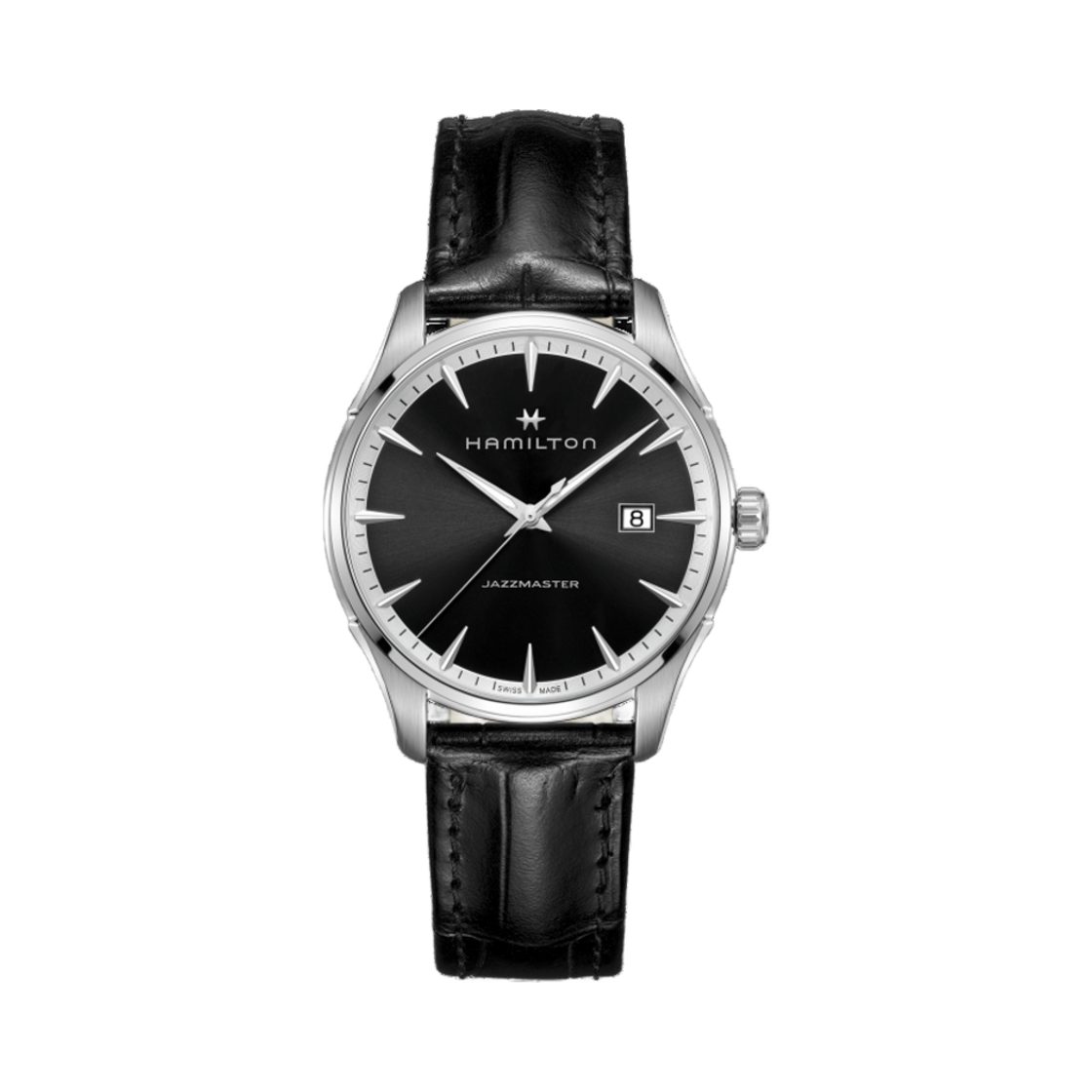 해밀턴 재즈마스터 젠트 쿼츠 40mm 스테인리스 스틸 카프 레더 블랙(Hamilton Jazzmaster Gent Quartz 40mm Stainless Steel Calf Leather Black) - 1