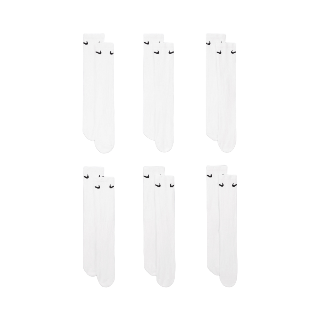 나이키 에브리데이 쿠션드 트레이닝 크루 삭스 화이트 블랙 (6개입/국내 정식 발매 제품)(Nike Everyday Cushioned Training Crew Socks White Black (6 Pack/Korean Ver.))