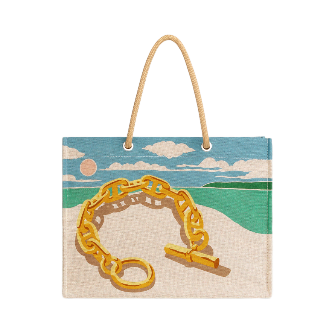 에르메스 스탑오버 앳 더 비치 비치 백 H 캔버스 코튼 & 멀티꼴로르(Hermes Stopover At The Beach Beach Bag H Canvas Cotton & Multicolore) - 1
