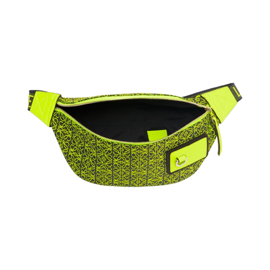 로에베 범백 아나그램 자카드 앤 카프스킨 네온 옐로우 딥 네이비(Loewe Bumbag in Anagram Jacquard and Calfskin Neon Yellow Deep Navy) - 3
