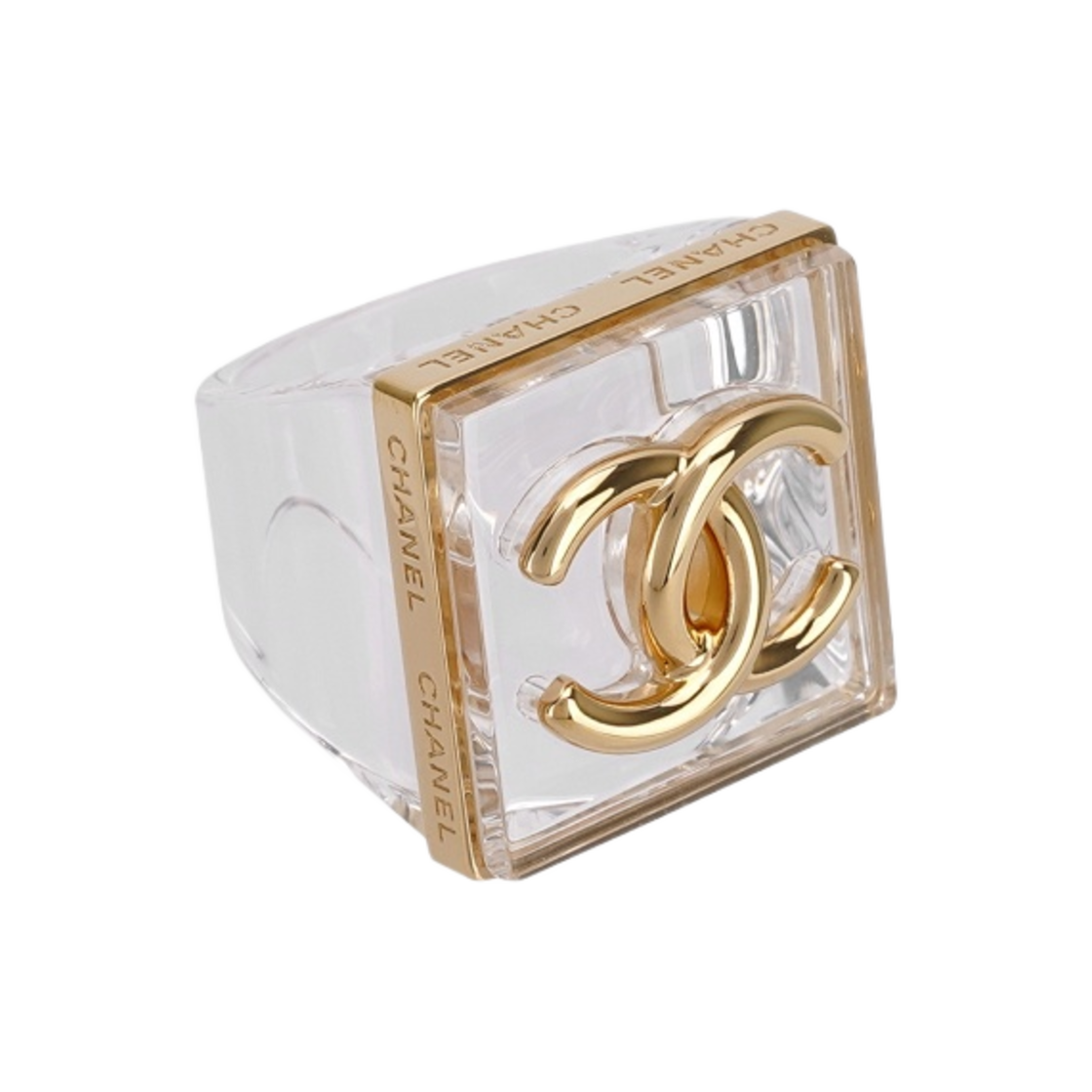 (W) 샤넬 링 메탈 레진 & 투명 골드((W) Chanel Ring Metal Resin & Transparent Gold) - 2