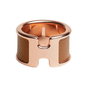 (W) Hermes Large Olympe Ring Calfskin Metal Rose Gold
