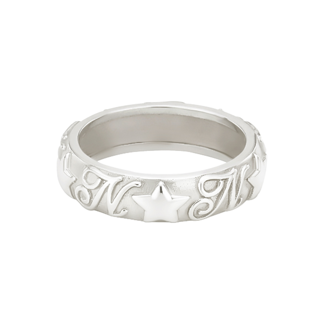 [韓国人気ジュエリー] nff [silver925] star logo wide ring silver925] star logo ring-silver - nff