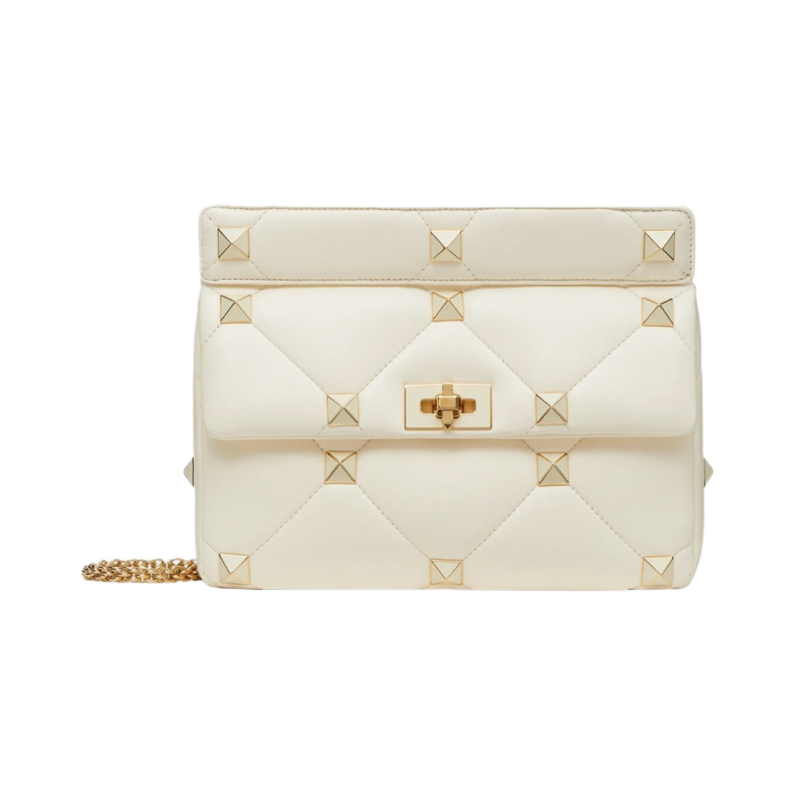 발렌티노 라지 로만 나파 스터드 더 체인 에나멜 스터드 숄더백 아이보리(Valentino Large Roman Nappa Stud The Shoulder Bag with Chain and Enameled Studs Ivory) - 1