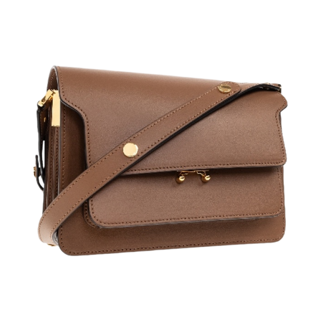 (W) 마르니 카프스킨 미디움 트렁크백 골드 브라운((W) Marni Calfskin Medium Trunk Bag Gold Brown) - 2