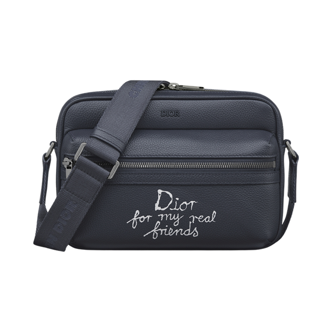디올 x 하일톤 넬 라이더 2.0 집 메신저 백 그레인드 카프스킨 프린트 네이비 블루 화이트(Dior x Hylton Nel Rider 2.0 Zipped Messenger Bag Grained Calfskin with Print Navy Blue White) - 1