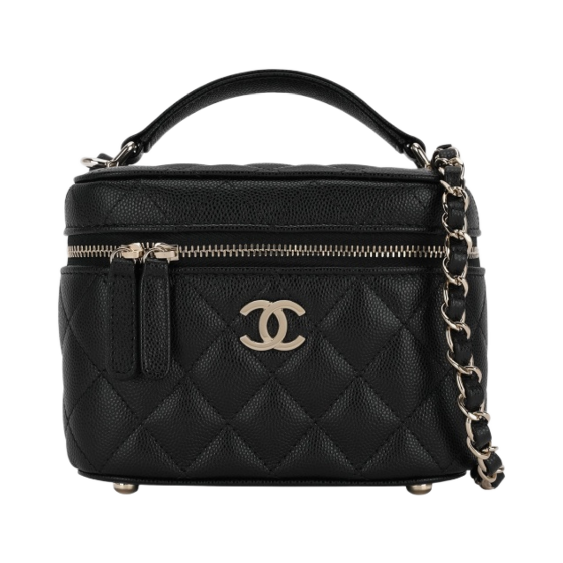 샤넬 스몰 코스메틱 케이스 그레인드 카프스킨 & 골드 메탈 블랙(Chanel Small Vanity Case Grained Calfskin & Gold Black) - 1