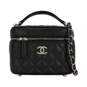 Chanel Small Vanity Case Grained Calfskin & Gold Black