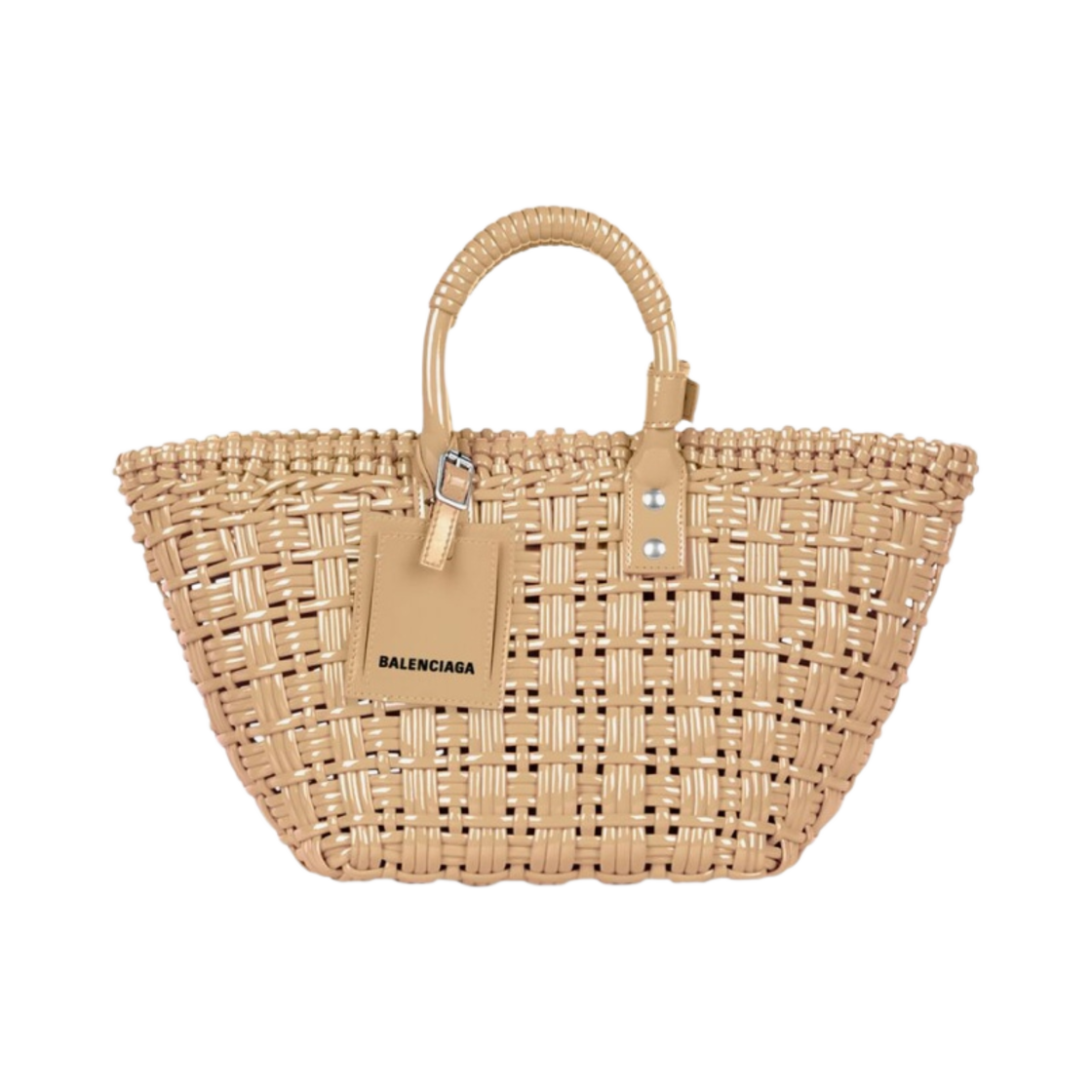 발렌시아가 바니시드 페이크 카프스킨 비스트로 XS 스트랩 베스킷 베이지(Balenciaga Varnished Fake Calfskin Bistro XS Strap Basket Beige) - 1