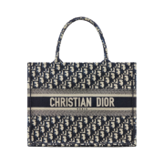 Dior Medium Book Tote Blue Dior Oblique Embroidery