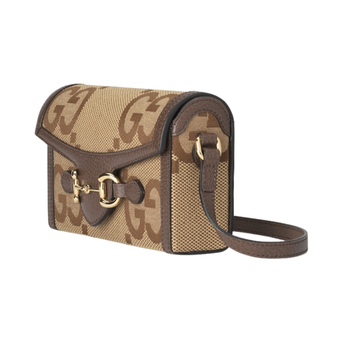 구찌 홀스빗 1955 점보 GG 미니백 카멜 에보니 캔버스(Gucci Horsebit 1955 Jumbo GG Mini Bag Camel Ebony Canvas) - 2