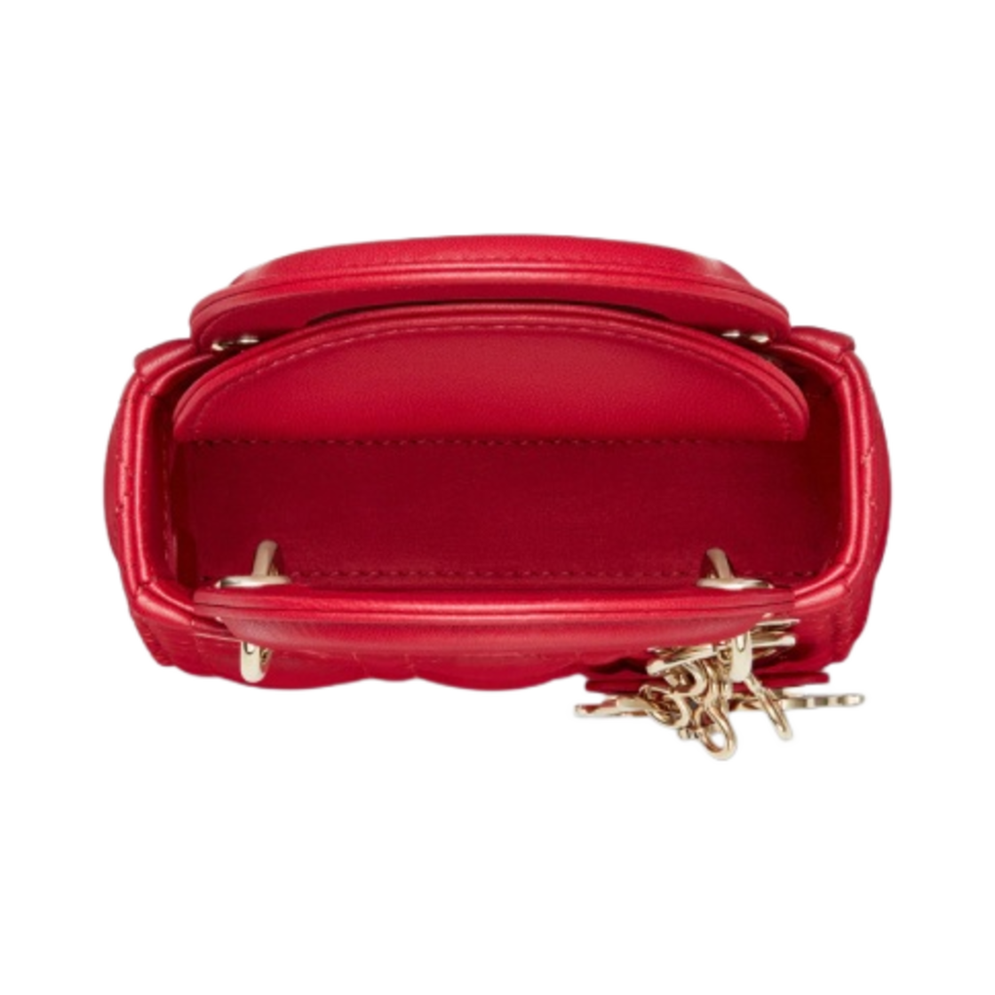 디올 마이크로 레이디백 까나쥬 램스킨 스칼렛 레드(Dior Micro Lady Bag Cannage Lambskin Scarlet Red) - 4