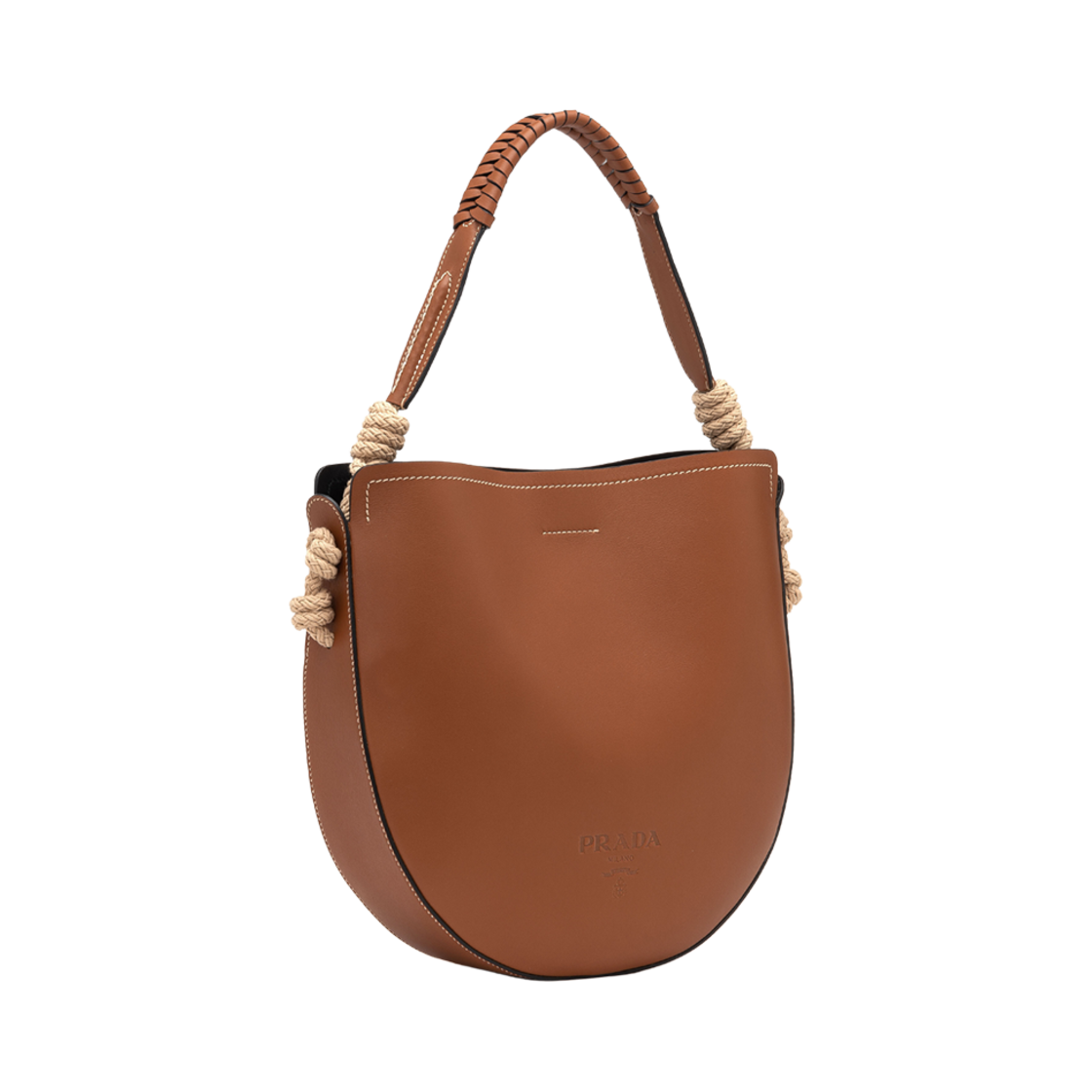 프라다 코드 디테일 레더 백 브라운(Prada Leather Bag with Cord Details Brown) - 1