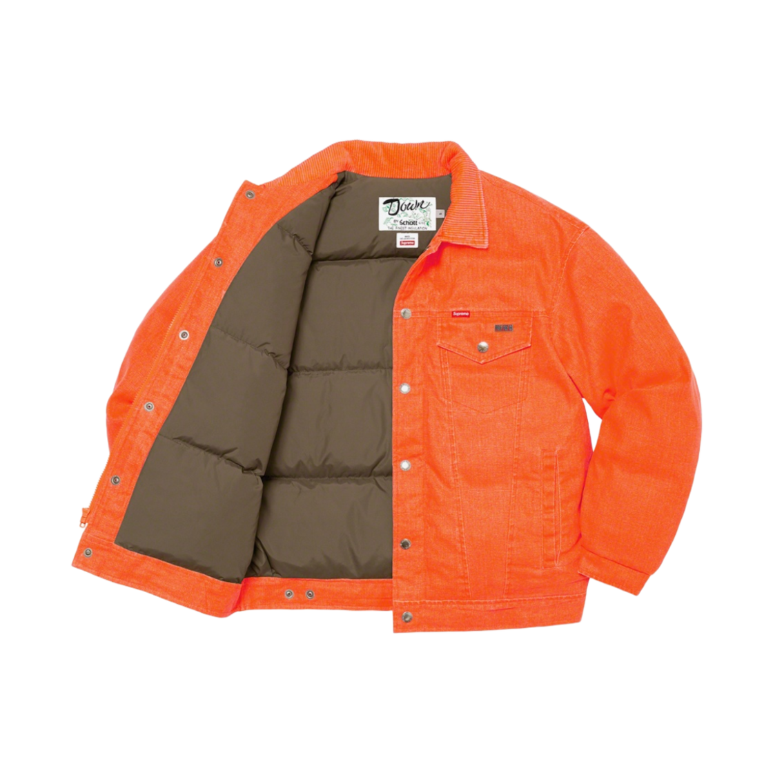 슈프림 x 쇼트 캔버스 다운 트러커 자켓 네온 오렌지 - 22FW(Supreme x Schott Canvas Down Trucker Jacket Neon Orange - 22FW) - 2