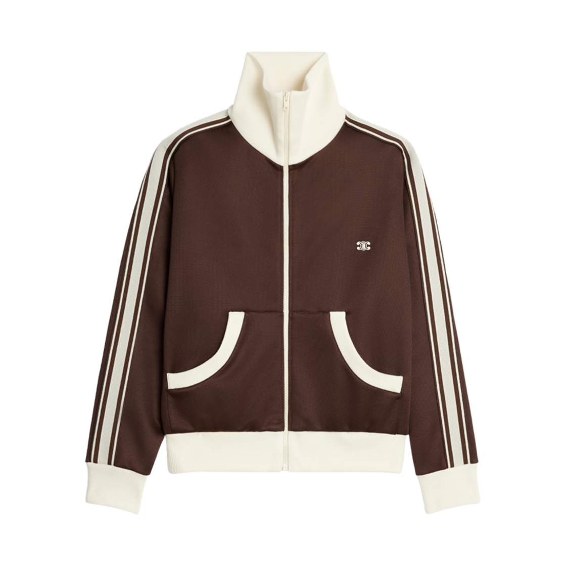 (W) 셀린느 트랙수트 자켓 허니콤 저지 다크 브라운 오프 화이트((W) Celine Tracksuit Jacket in Honeycomb Jersey Dark Brown Off White) - 1