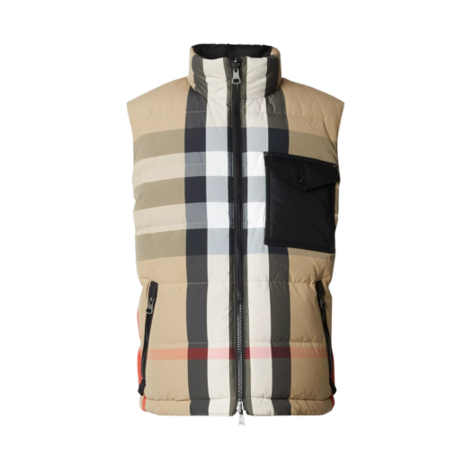 Burberry Reversible Check Nylon Puffer Gilet Archive Beige Black