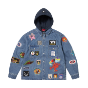 Supreme Patches Hooded Zip Up Shirt Denim - 25SS