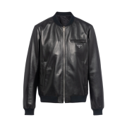 Prada Reversible Nappa Leather Nylon Bomber Jacket Black