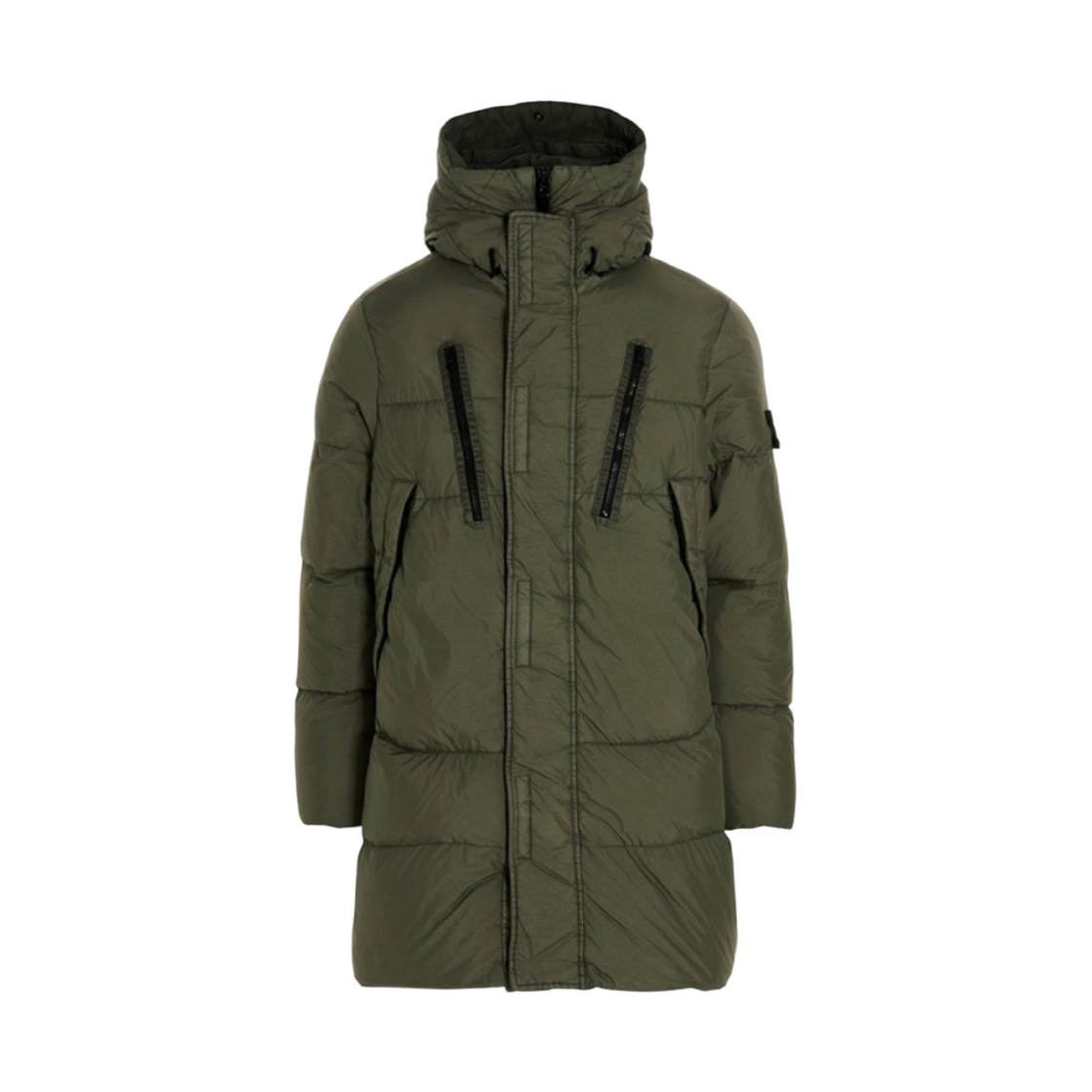 스톤 아일랜드 70123 크링클랩스 후드 롱 다운 자켓 올리브 - 21FW(Stone Island 70123 Crinkle Reps Hooded Long Down Jacket Olive - 21FW)
