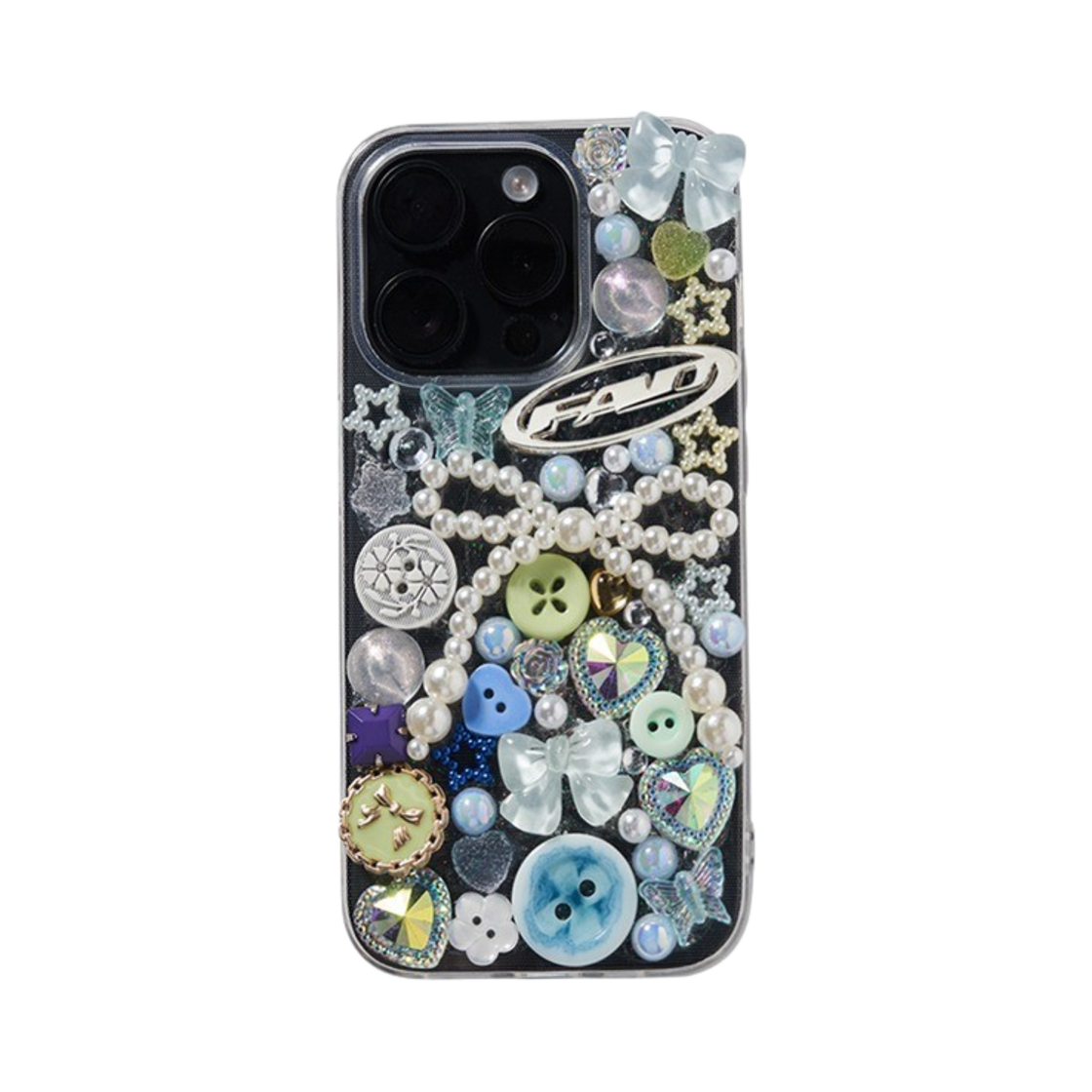 S30571 FAD Pearl Ribbon Phone Case Blue