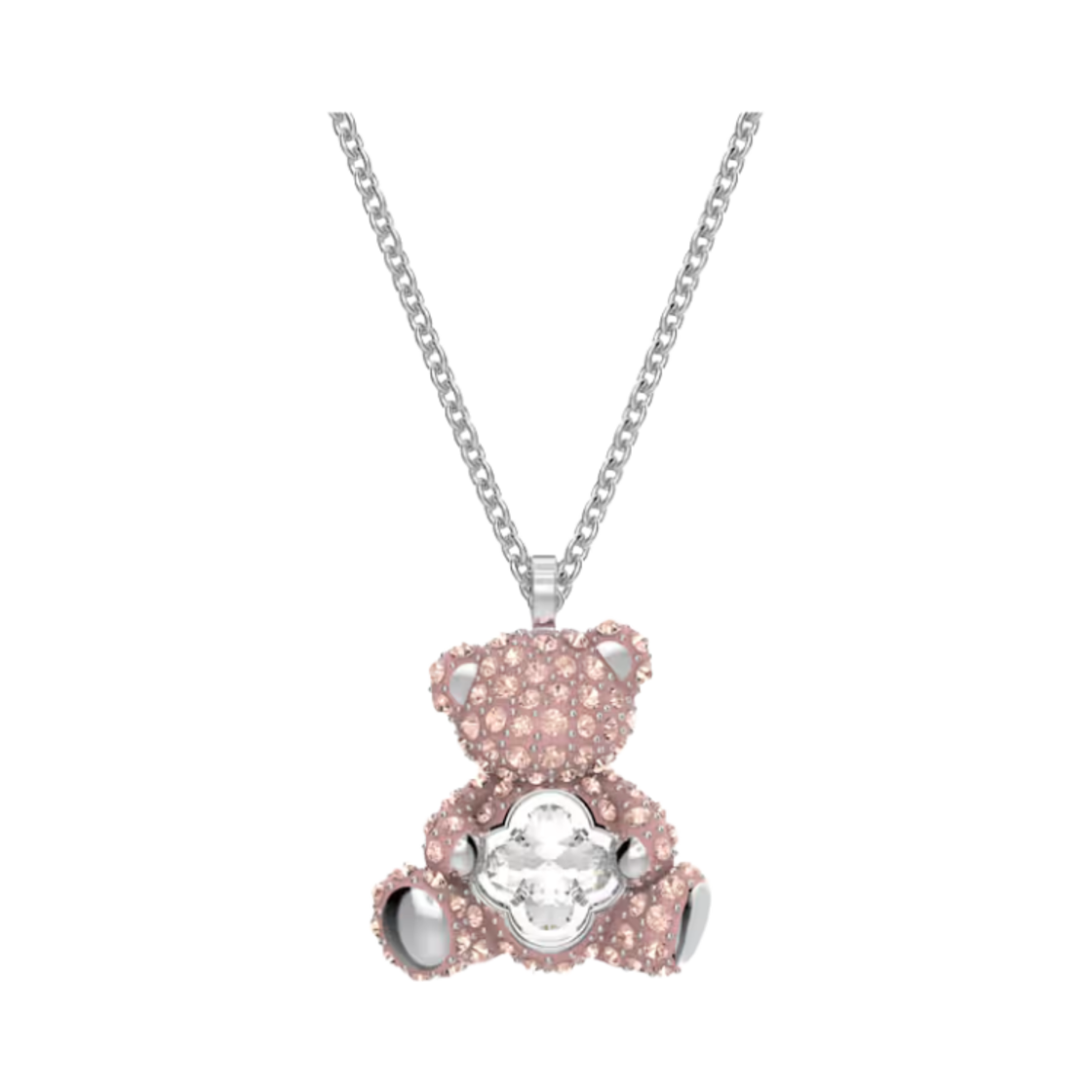 (W) 스와로브스키 테디 펜던트 베어 핑크 로듐 플래팅((W) Swarovski Teddy Pendant Bear Pink Rhodium Plated) - 2