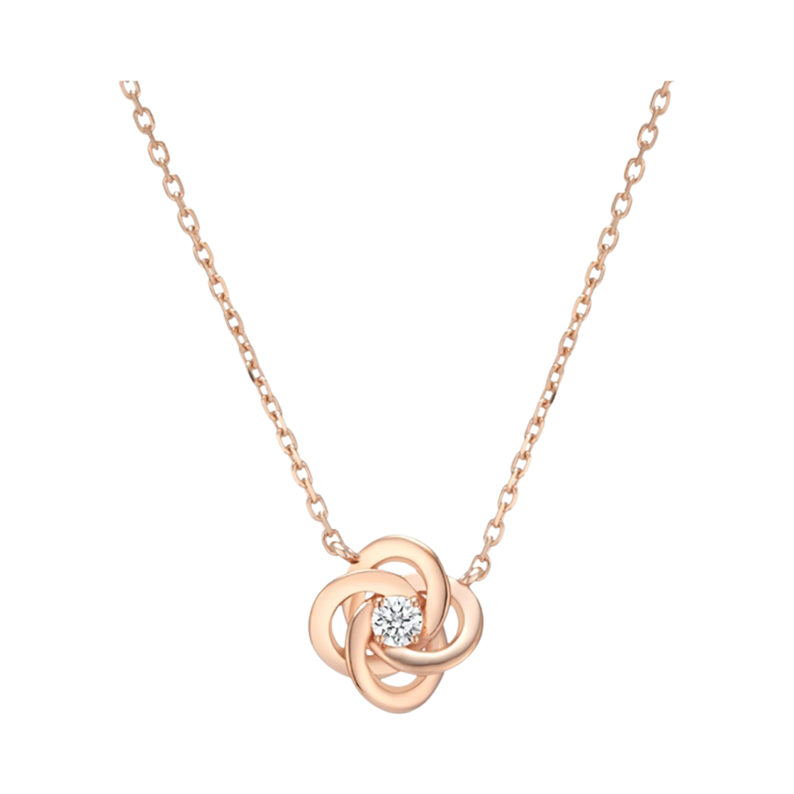 미꼬 우먼 로제 0.1 캐럿 다이아몬드 네클리스 핑크 골드(Miko Women Rose 0.1 Carat Diamond Necklace Pink Gold)